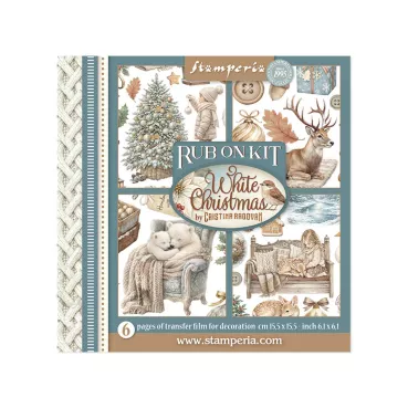 Stamperia Printed Decorative Rub on Kit for Art an Craft cm 15,5 x 15,5 cm White Christmas