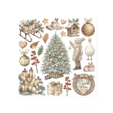 Preview: Stamperia Printed Decorative Rub on Kit for Art an Craft cm 15,5 x 15,5 cm White Christmas