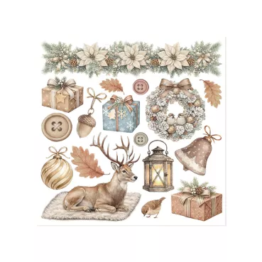 Preview: Stamperia Printed Decorative Rub on Kit for Art an Craft cm 15,5 x 15,5 cm White Christmas