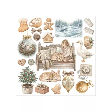 Preview: Stamperia Printed Decorative Rub on Kit for Art an Craft cm 15,5 x 15,5 cm White Christmas
