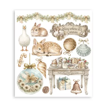 Preview: Stamperia Printed Decorative Rub on Selection for Art an Craft cm 20,5 x 23 White Christmas