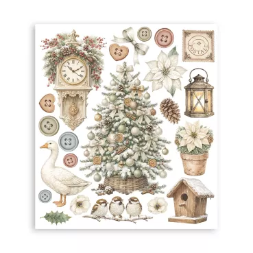 Preview: Stamperia Printed Decorative Rub on Selection for Art an Craft cm 20,5 x 23 White Christmas