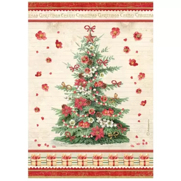 Stamperia Printed A4 Rice Paper for Art and Craft Reispapier Classic Christmas Tree