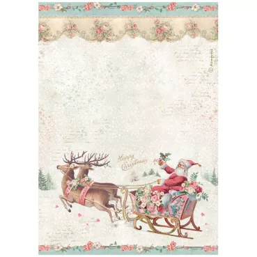 Stamperia Printed A4 Rice Paper for Art and Craft Reispapier Winter Magic Santa Claus