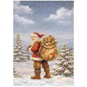 Stamperia Printed A4 Rice Paper for Art and Craft Reispapier Silent Night Santa Claus