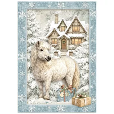 Stamperia Mini Rice Paper A6, 8 Sheets for Art and Craft Reispapier White Christmas