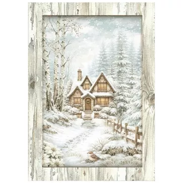 Stamperia Mini Rice Paper A6, 8 Sheets for Art and Craft Reispapier White Christmas