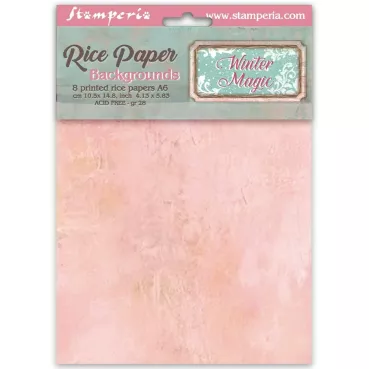 Stamperia Printed 8 Rice Paper A6 Background Selection for Art and Craft Winter Magic
