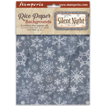 Stamperia Printed 8 Rice Paper A6 Background Selection for Art and Craft Silent Night