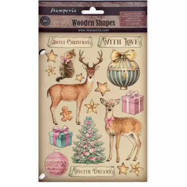 Stamperia Printed Decorative Wooden Shape for Art and Craft A5 Winter Magic