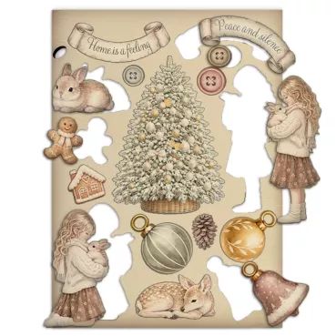 Preview: Stamperia Printed Decorative Wooden Shape for Art and Craft A5 White Christmas