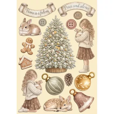 Preview: Stamperia Printed Decorative Wooden Shape for Art and Craft A5 White Christmas
