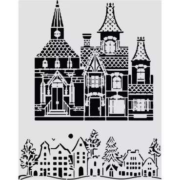 Preview: Stamperia Cut Laser Stencil for Art and Craft 20 x 25 cm Christmas House