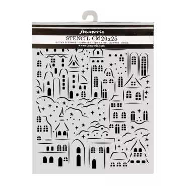 Stamperia Cut Laser Stencil for Art and Craft 20 x 25 cm Christmas Village