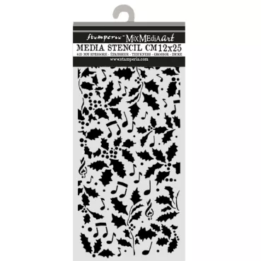 Stamperia Cut Laser Stencil for Art and Craft 12 x 25 cm Christmas Holly and Leaves
