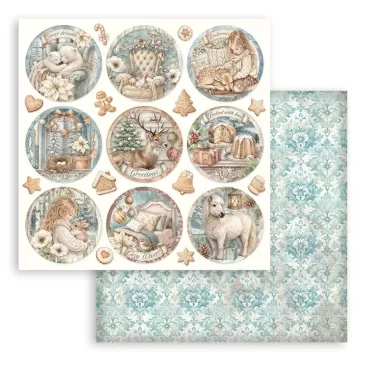 Stamperia Double Sided Printed Sheet White Christmas Rounds