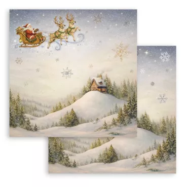 Stamperia Double Sided Printed Sheet Silent Night Santa Claus Sleigh