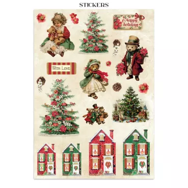 Preview: Stamperia Printed Art Junk Journal: Stickers, Cut-Outs, Backgrounds for Art and Craft Classic Christmas