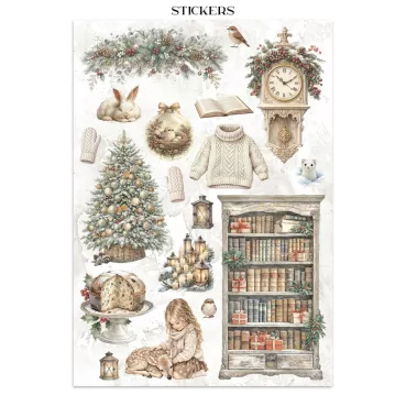 Preview: Stamperia Printed Art Junk Journal: Stickers, Cut-Outs, Backgrounds for Art and Craft White Christmas