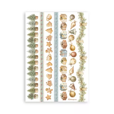 Stamperia Printed Washi Pad for Art and Craft A5 8 Sheets White Christmas