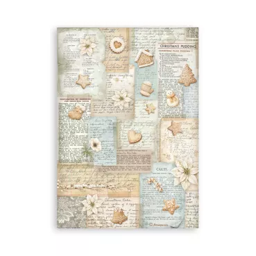 Stamperia Printed Washi Pad for Art and Craft A5 8 Sheets White Christmas