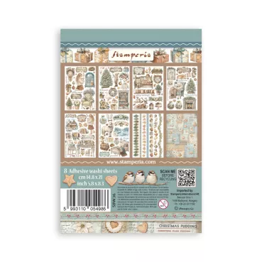 Stamperia Printed Washi Pad for Art and Craft A5 8 Sheets White Christmas