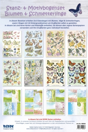 Reddy Cards Stanzbogenset Blumen & Schmetterlinge