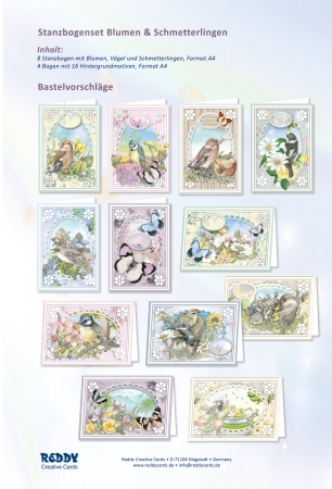 Preview: Reddy Cards Stanzbogenset Blumen & Schmetterlinge