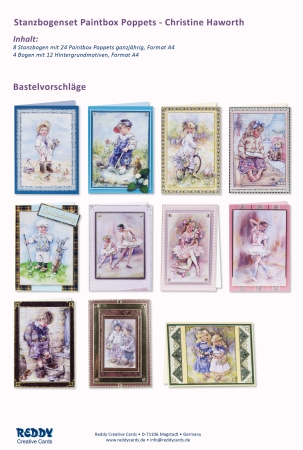 Preview: Reddy Cards Stanzbogenset Paintbox Poppets