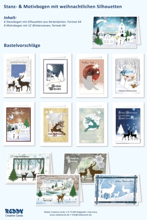 Preview: Reddy Cards Stanz- und Motivbogenset Silhouetten Weihnachten