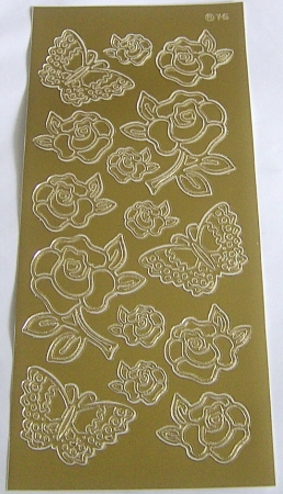 Stickerbogen 10 x 23 cm Ziersticker Blumen gold