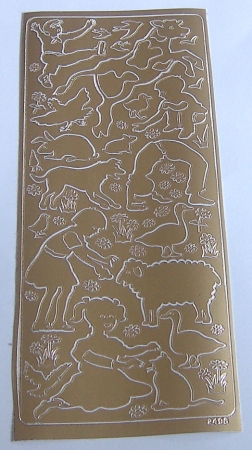 Stickerbogen 10 x 23 cm gold