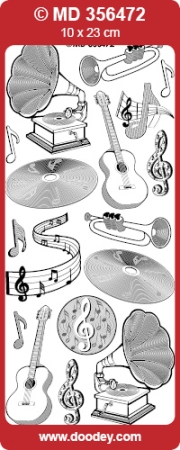 Preview: MD Sticker transparent gold Music Gramophone