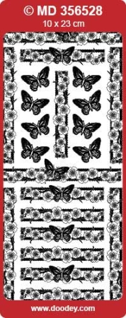 MD Sticker transparent silber Border blossom/ butterfly