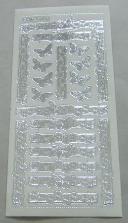 Preview: MD Sticker transparent silber Border blossom/ butterfly