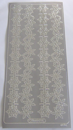 Stickerbogen 10 x 23 cm Eiskristalle / Schneeflocken silber