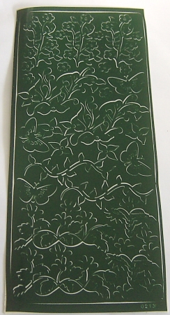 Stickerbogen 10 x 23 cm Blumen und Schmetterling grün