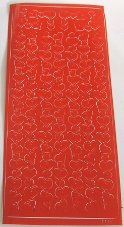 Stickerbogen 10 x 23 cm Design Sticker Herzen rot