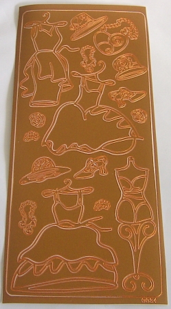 Stickerbogen 10 x 23 cm Kleidung bronze
