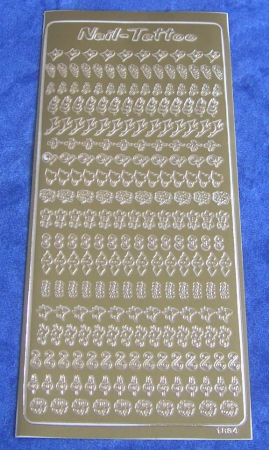 Stickerbogen 10 x 23 cm Nail-Tattoo gold
