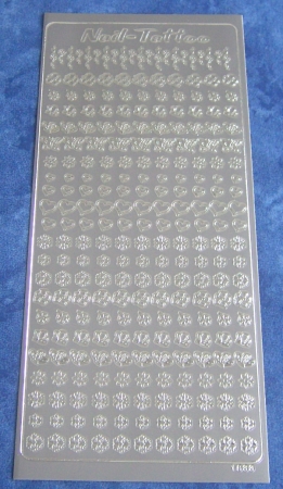 Stickerbogen 10 x 23 cm Nail-Tattoo silber