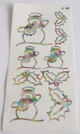 Stickerbogen 10 x 23 cm Schneemann weiß bunt