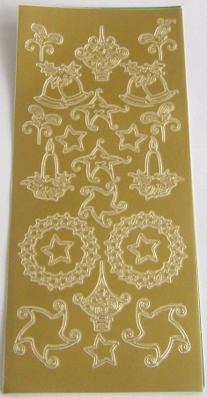 Stickerbogen 10 x 23 cm Weihnachtssymbole gold