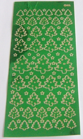 Stickerbogen 10 x 23 cm Weihnachtsbäume grün