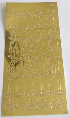 Stickerbogen 10 x 23 cm Kerzen gold