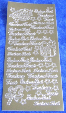 Stickerbogen 10 x 23 cm Frohes Fest gold