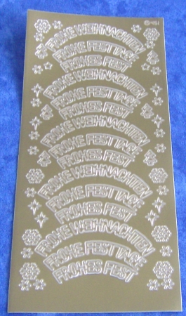 Stickerbogen 10 x 23 cm Weihnachtswünsche gold