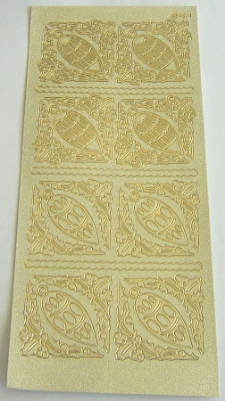 Stickerbogen 10 x 23 cm Ecken und Kügeln gold