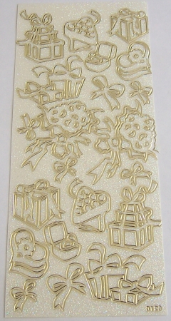 Stickerbogen 10 x 23 cm Geschenke gold