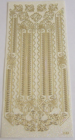 Stickerbogen 10 x 23 cm Bordüren gold
